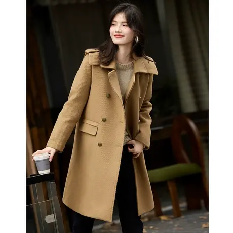 时尚毛呢外套2023年冬季新款女百搭高级显瘦减龄中长款加厚呢上衣商品大图