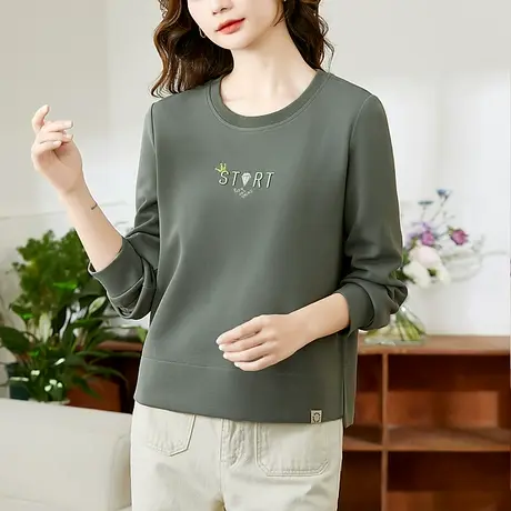 短款无帽卫衣女2024春秋新款时尚设计感宽松圆领上衣洋气百搭长袖商品大图