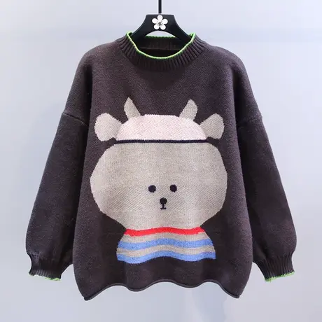 日系学院风卡通毛衣女秋冬2023新款宽松设计感小众外穿套头针织衫商品大图