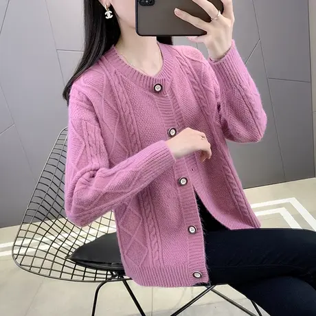 针织开衫女外套2023年新款爆款外搭宽松麻花小个子毛衣女外穿春季商品大图