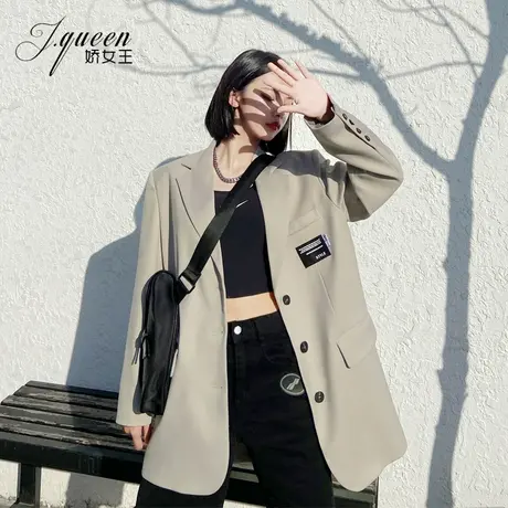 西装外套女春秋季韩版设计感宽松廓形贴标BF风oversize休闲小西服商品大图