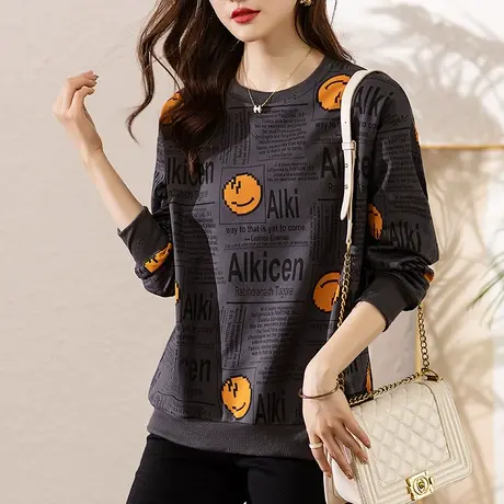 春秋新款卫衣女薄款宽松加大码女装中年妈妈休闲减龄百搭显瘦上衣图片