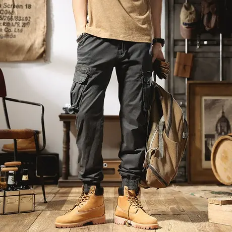 工装裤男夏季韩版潮流百搭束脚休闲运动裤子男生宽松长裤子男大码商品大图