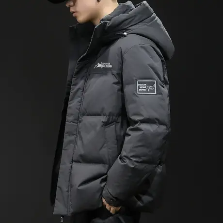 黑色连帽羽绒服男冬季2023年新款工装保暖大码潮牌男士外套加厚冬商品大图