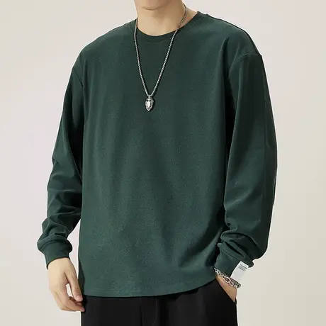 春秋款潮牌纯色情侣装圆领卫衣春季男生重磅套头长袖上衣春天男装商品大图