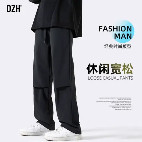 男士黑色工装裤子男秋季宽松直筒2024年新款美式机能伞兵裤运动裤商品大图