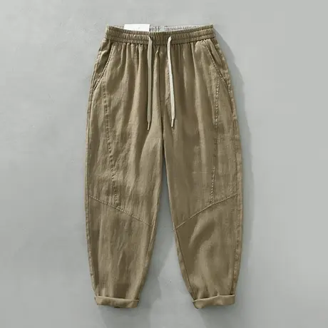 休闲亚麻裤男夏季薄款男士宽松透气裤子日系复古直筒棉麻长裤潮商品大图