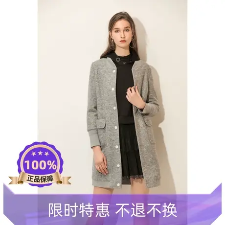 季候风 薄款外套女 棒球外套女 春秋款 中长款毛呢大衣8643DA204图片