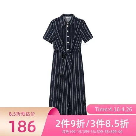 诗凡黎连衣裙春夏款新条纹短袖气质宽松连体裤7B4290501图片
