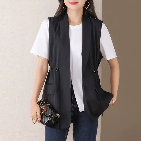 伊自尚夏女士马甲背心马夹坎肩中长款宽松无袖春季雪纺百搭薄款女图片