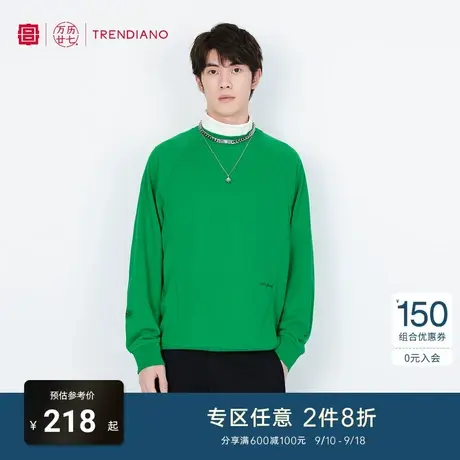 TRENDIANO「宫」联名系列春上衣简约经典设计圆领黑色美式卫衣男商品大图