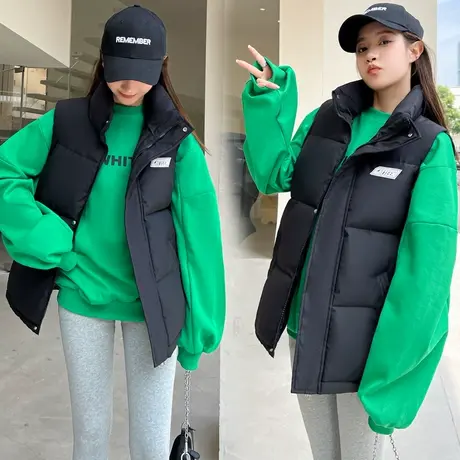 羽绒棉马甲2023年新款女冬宽松外穿无袖背心马夹面包服秋冬季外套图片