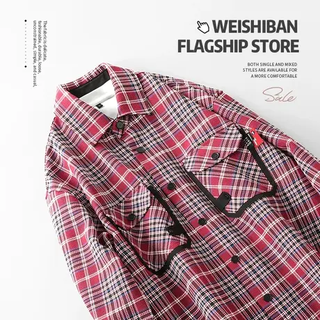 重磅日系复古格子长袖衬衫男Cleanfit休闲衬衣美式休闲慵懒风外套图片