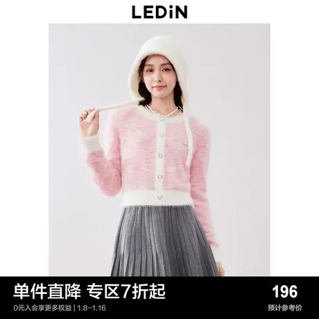 乐町花纱圆领毛针织衫秋冬新款假门襟套头衫千金名媛毛衣女图片