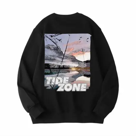 Ohlyah日落山脉字母印花套头宽松圆领春秋卫衣男无帽外套长袖打底商品大图