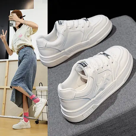 莆田女鞋夏季透气厚底小众潮流百搭小白板鞋2024新款休闲运动潮鞋商品大图