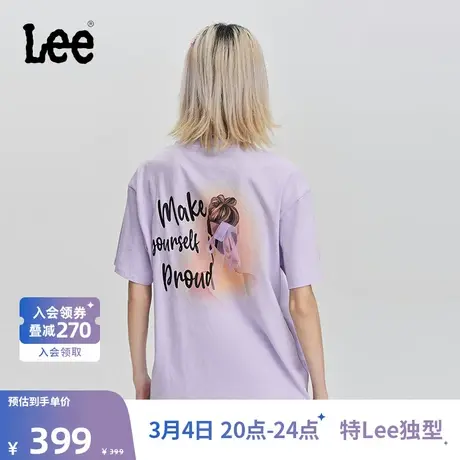 Lee商场同款24早春新品Oversize数码印花女短袖T恤潮LWT0076743RT图片