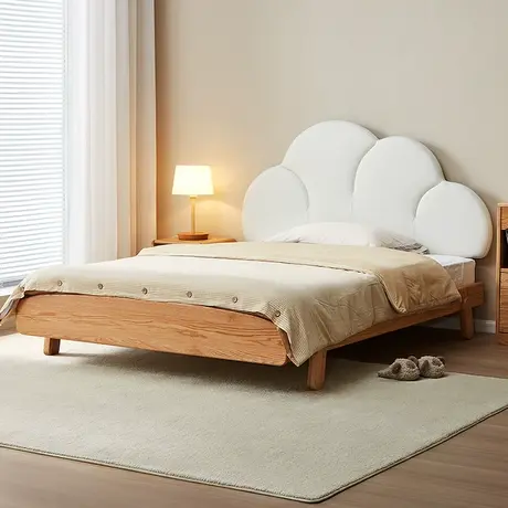 全友家居儿童床北欧卧室1.5米儿童单人床实木云朵床小户型商品大图