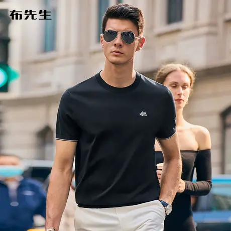 MrBu布先生创意字母精绣男针织T恤2023夏季凉感亲肤青年装AT12112商品大图