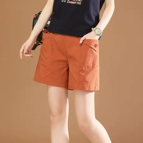 韩潮袭人松紧腰宽松休闲短裤热裤女2023夏新款直筒裤运动裤薄款商品大图