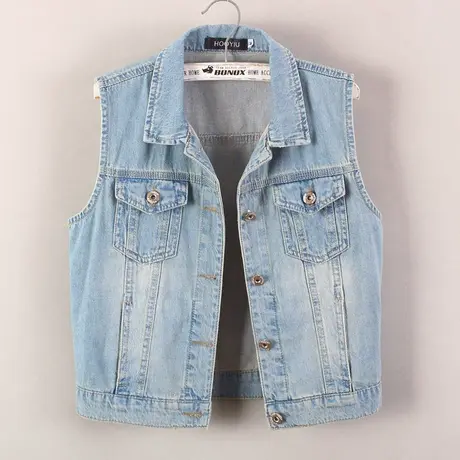 牛仔马甲女短款修身韩版新款春秋无袖外套背心薄款大码夏季小外搭图片