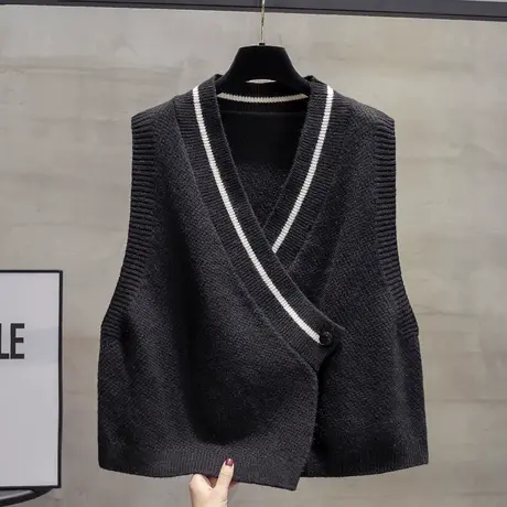 v领针织开衫马甲背心女2023秋装新款宽松外穿马夹外搭毛衣坎肩潮图片