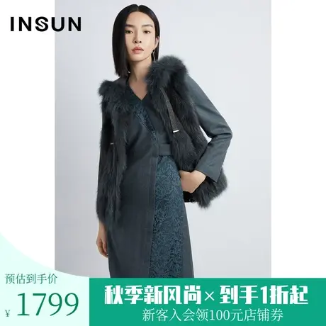 恩裳2022冬季复古羊毛皮一体连帽外套商品大图