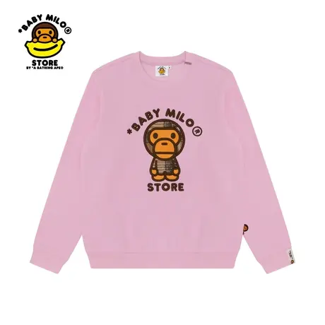 BABY MILO STORE女装秋冬卡通小猴刺绣薄绒圆领卫衣3027XXL商品大图