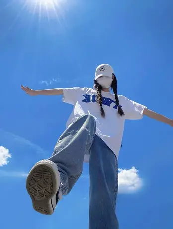 美式复古纯棉短袖t恤女2023夏季宽松潮牌ins设计感小众半袖上衣服商品大图