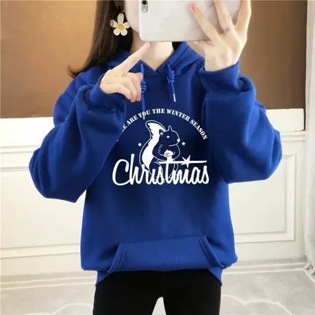 卫衣女士连帽春秋装2023年新款女装宽松秋冬加厚加绒外套秋季上衣商品大图