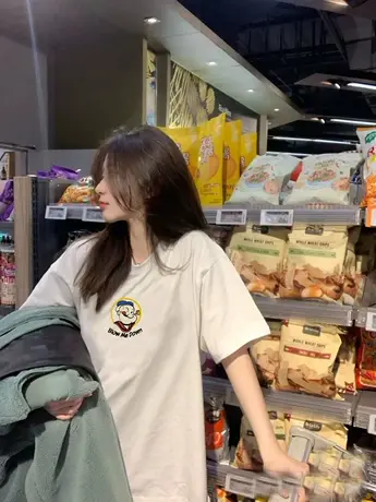 ins超火米奇t恤女白色短袖仿棉百搭2023春夏新款韩版正肩休闲上衣商品大图