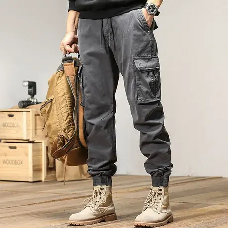宽松不掉色休闲裤男潮牌裤子韩版潮流休闲直筒大码工装哈伦工装裤商品大图