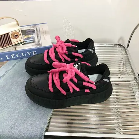 脏辫设计感超火2023新款滑板休闲面包鞋小众厚底复古国潮运动板鞋图片