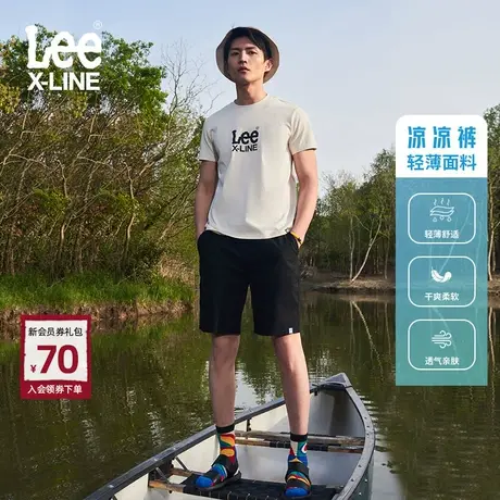 Lee松紧腰轻薄面料男短裤休闲复古凉凉裤布裤多色潮LMB005456100商品大图