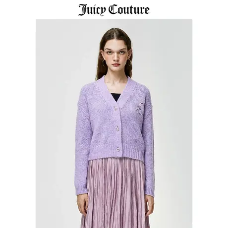 Juicy Couture橘滋毛衣女2023秋季新款百搭复古V领针织毛衣开衫女图片