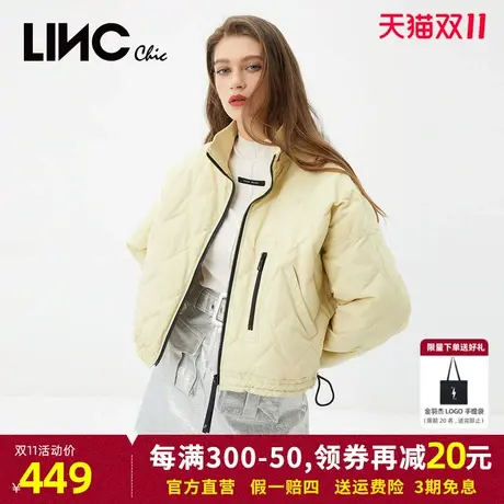 商场同款LINC金羽杰2023冬新款反季清仓轻薄羽绒服女短款夹克女款商品大图