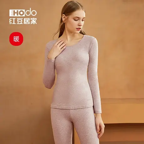 红豆绒秋衣秋裤女士薄款棉毛衫基础保暖内衣套装秋冬打底美体女士商品大图
