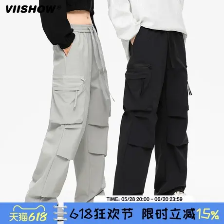 VIISHOW复古工装休闲裤男款秋季美式高街直筒长裤宽松阔腿伞兵裤商品大图
