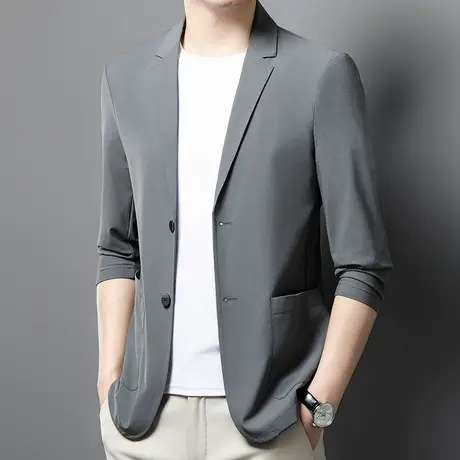 休闲西装外套男士春夏季防晒冰丝韩版修身潮流小西服男装薄款上衣图片