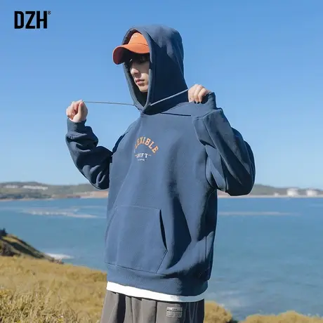 男士运动蓝色卫衣男春秋款连帽潮牌男装2023新款情侣装秋季外套男图片