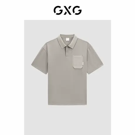 GXG男装 商场同款宽松卡其polo衫男士商务 24年夏新品G24X242013商品大图