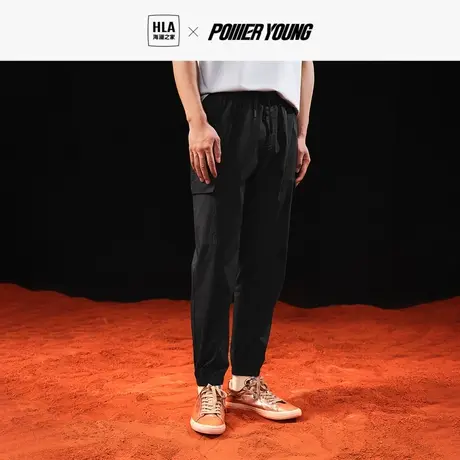 HLA/海澜之家POWER YOUNG休闲裤2023春新款松紧腰束脚口卫裤男商品大图