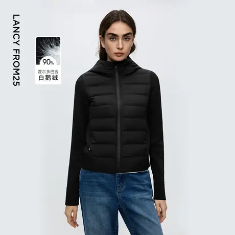 【轻羽45°云系列】朗姿霍尔多巴吉鹅绒连帽羽绒服2025年冬季新款图片