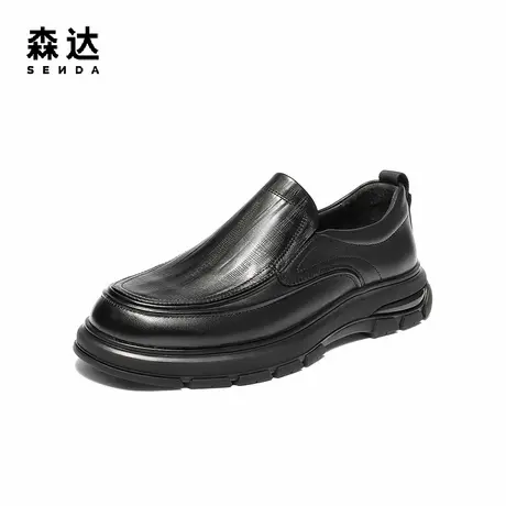 森达休闲皮鞋男2025冬新舒适一脚蹬厚底商务休闲鞋QJ040DM5商品大图