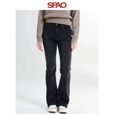 SPAO韩国同款秋冬女士简约复古时尚潮微喇牛仔裤SPTJE49G61图片