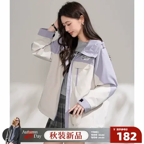 唐狮2025秋季外套女短款工装风休闲百搭连帽开衫外套宽松时尚潮商品大图