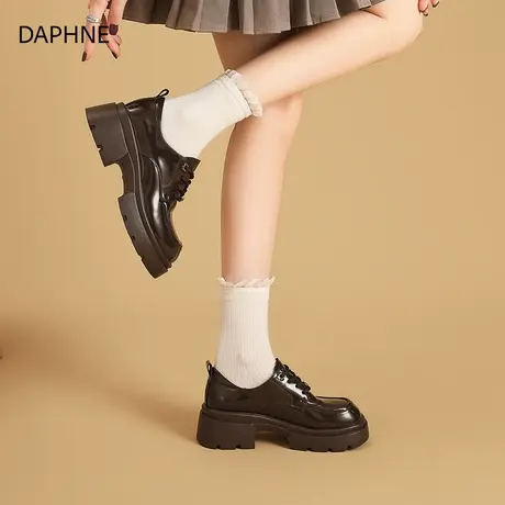 达芙妮女鞋厚底乐福鞋女2025新款秋季单鞋德比鞋增高英伦风小皮鞋商品大图