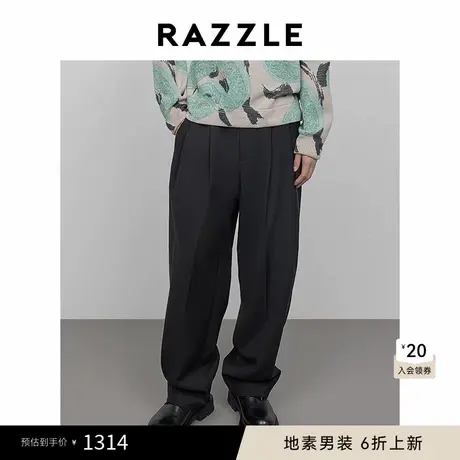 RAZZLE 地素男装黑色2025春季羊毛精纺西裤商品大图