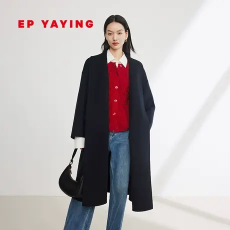 EP YAYING雅莹女装 羊毛羊绒青果领双面呢大衣 2023秋冬新款8419A商品大图