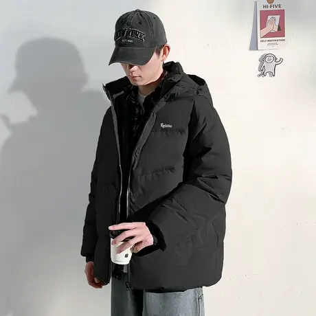 唐狮冬季新款羽绒服男装连帽加厚面包服短款宽松保暖外套潮流TD商品大图